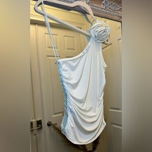 Mango Small Rosette One-Shoulder Ruched Top